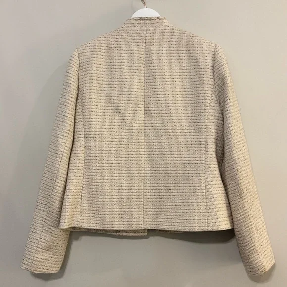 J. CREW Metallic Tweed Lady Jacket Blazer Cream Size 12 Tall - Picture 12 of 14